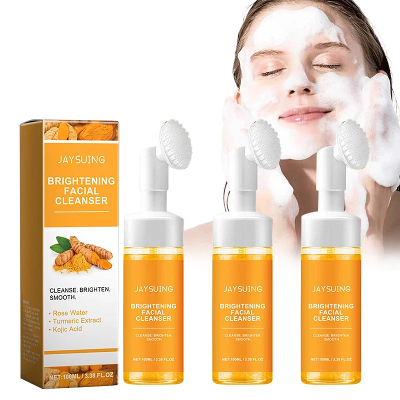 Foam Face Cleanser Deeply Cleansing Kojic Acid Oil Control Blackhead Remover Fade Acne Marks Brighten Skin Turmeric Cleanser