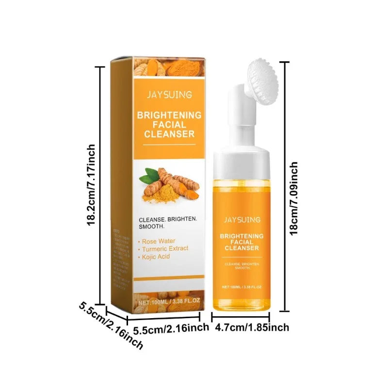 Foam Face Cleanser Deeply Cleansing Kojic Acid Oil Control Blackhead Remover Fade Acne Marks Brighten Skin Turmeric Cleanser