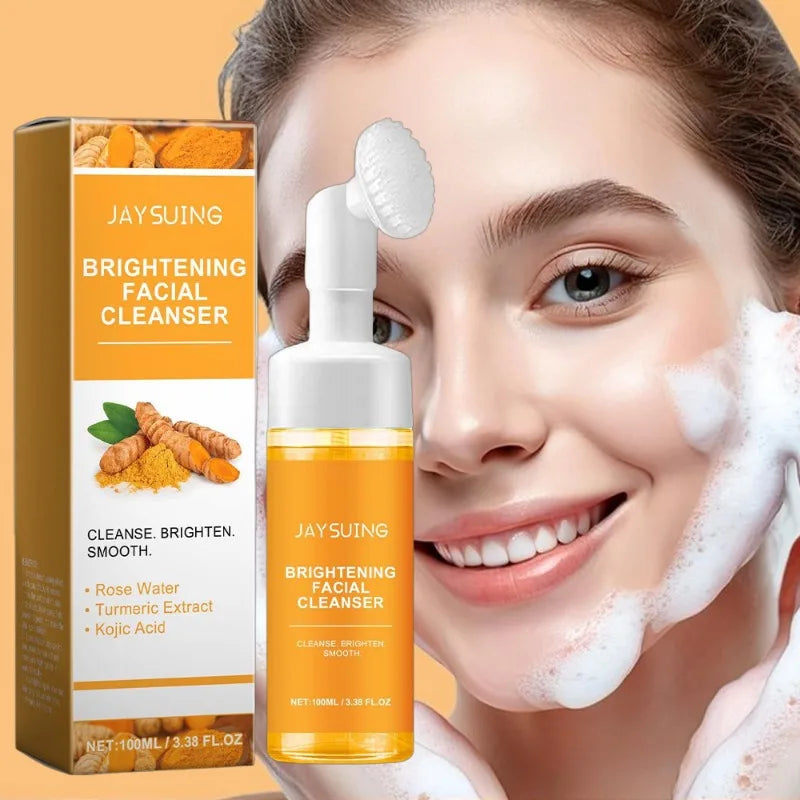 Foam Face Cleanser Deeply Cleansing Kojic Acid Oil Control Blackhead Remover Fade Acne Marks Brighten Skin Turmeric Cleanser