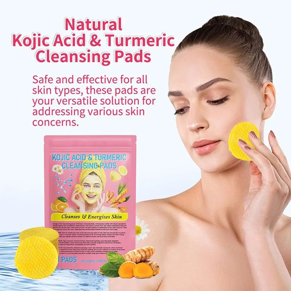 40Pcs Turmeric Kojic Acid Exfoliating Cleansing Pads Exfoliates Skin Pads Gentle Skin Care Daily Cleansing Facial Care Supplies