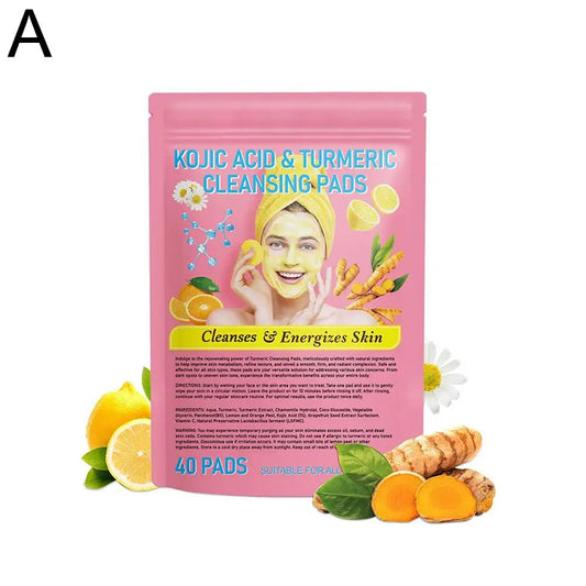 40Pcs Turmeric Kojic Acid Exfoliating Cleansing Pads Exfoliates Skin Pads Gentle Skin Care Daily Cleansing Facial Care Supplies