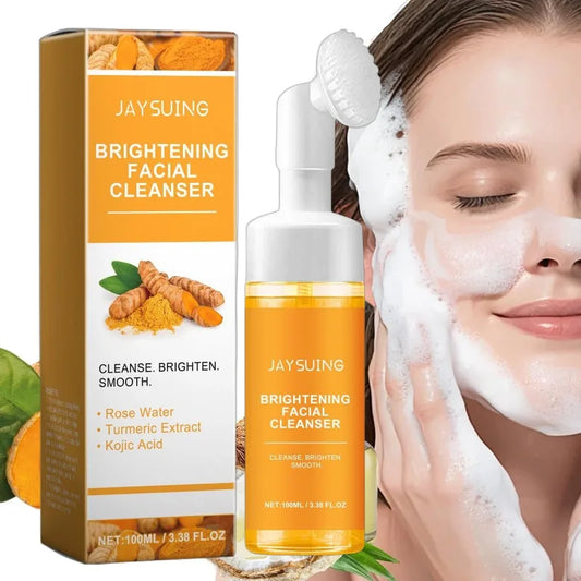 Foam Face Cleanser Deeply Cleansing Kojic Acid Oil Control Blackhead Remover Fade Acne Marks Brighten Skin Turmeric Cleanser
